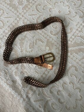 Free People Copper-Tone Woven Chain Belt with Buckle